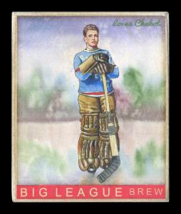 Picture, Helmar Brewing, Helmar R319 Hockey Card # 11, Lorne Chabot, Two hands on top of stick, New York Rangers