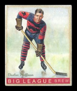 Picture, Helmar Brewing, Helmar R319 Hockey Card # 14, Buster Huffman, Facing viewer, leaning over stick, Portland Buckaroos