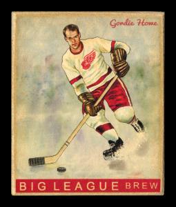 Picture, Helmar Brewing, Helmar R319 Hockey Card # 15, GORDIE HOWE, White jersey, cutting to his right, Detroit Red Wings