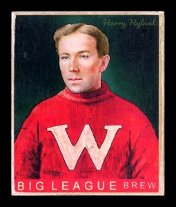 Picture, Helmar Brewing, Helmar R319 Hockey Card # 47, Harry HYLAND, Red sweater with 