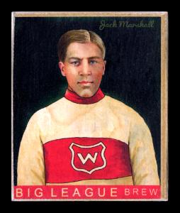 Picture, Helmar Brewing, Helmar R319 Hockey Card # 49, Jack MARSHALL, Somber; White sweater with 