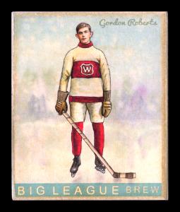 Picture, Helmar Brewing, Helmar R319 Hockey Card # 52, Gordon ROBERTS, Full body, White sweater with 