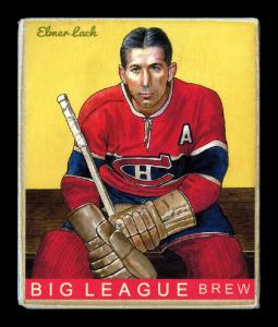 Picture, Helmar Brewing, Helmar R319 Hockey Card # 63, Elmer LACH, Yellow background, Montreal Canadiens