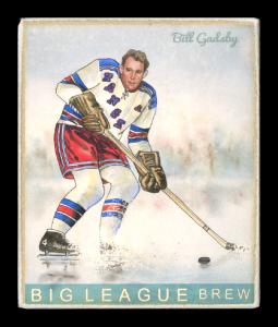 Picture, Helmar Brewing, Helmar R319 Hockey Card # 76, Bill GADSBY, Stopping, New York Rangers