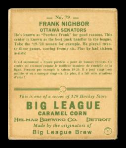 Picture, Helmar Brewing, Helmar R319 Hockey Card # 79, Frank NIGHBOR, looking at viewer, full figure, Ottawa Senators
