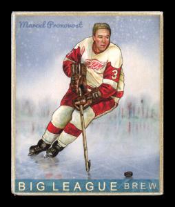 Picture, Helmar Brewing, Helmar R319 Hockey Card # 80, Marcel PRONOVOST, Cutting to his left, Detroit Red Wings