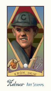 Picture of Helmar Brewing Baseball Card of Rube Kroh, card number 107 from series Helmar Stamps