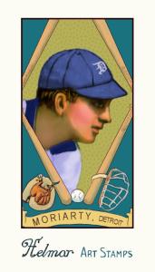 Picture of Helmar Brewing Baseball Card of George Moriarty, card number 16 from series Helmar Stamps