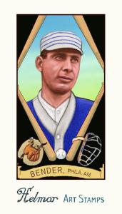 Picture, Helmar Brewing, Helmar Stamps Card # 188, Chief BENDER (HOF), , Philadelphia Athletics