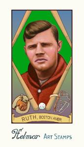 Picture of Helmar Brewing Baseball Card of Babe RUTH (HOF), card number 195 from series Helmar Stamps