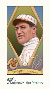 Picture of Helmar Brewing Baseball Card of Jim Thorpe, card number 199 from series Helmar Stamps