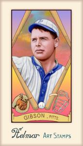 Picture of Helmar Brewing Baseball Card of George Gibson, card number 249 from series Helmar Stamps