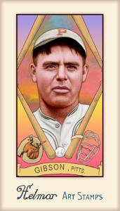 Picture of Helmar Brewing Baseball Card of George Gibson, card number 250 from series Helmar Stamps