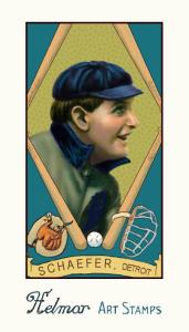 Picture of Helmar Brewing Baseball Card of Germany Schaefer, card number 27 from series Helmar Stamps