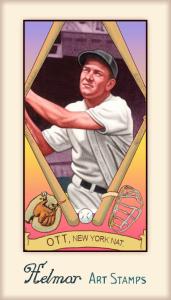 Picture of Helmar Brewing Baseball Card of Mel OTT, card number 303 from series Helmar Stamps