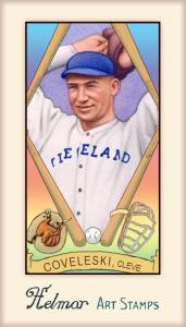 Picture, Helmar Brewing, Helmar Stamps Card # 317, Stan COVELESKI (HOF), , Cleveland Indians