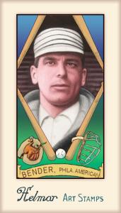 Picture, Helmar Brewing, Helmar Stamps Card # 339, Chief BENDER (HOF), , Philadelphia Athletics