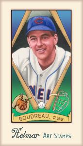 Picture of Helmar Brewing Baseball Card of Lou BOUDREAU (HOF), card number 365 from series Helmar Stamps