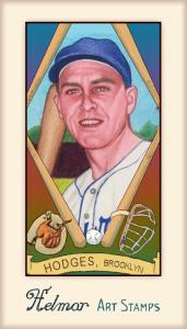 Picture of Helmar Brewing Baseball Card of Gil Hodges, card number 372 from series Helmar Stamps