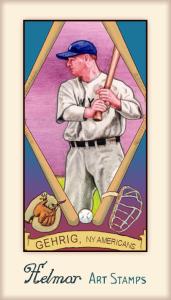 Picture of Helmar Brewing Baseball Card of Lou GEHRIG, card number 381 from series Helmar Stamps