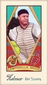 Picture of Helmar Brewing Baseball Card of Roy CAMPANELLA (HOF), card number 410 from series Helmar Stamps