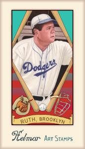 Picture, Helmar Brewing, Helmar Stamps Card # 413, Babe RUTH (HOF), , Brooklyn Dodgers