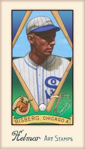 Picture of Helmar Brewing Baseball Card of Swede Risberg, card number 475 from series Helmar Stamps