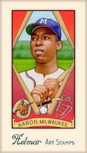 Picture, Helmar Brewing, Helmar Stamps Card # 506, Hank AARON (HOF), , Milwaukee Braves