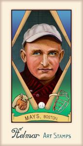 Picture of Helmar Brewing Baseball Card of Carl Mays, card number 547 from series Helmar Stamps