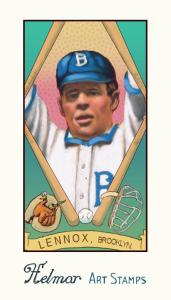 Picture of Helmar Brewing Baseball Card of Ed Lennox, card number 54 from series Helmar Stamps