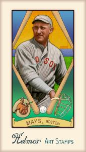 Picture of Helmar Brewing Baseball Card of Carl Mays, card number 560 from series Helmar Stamps