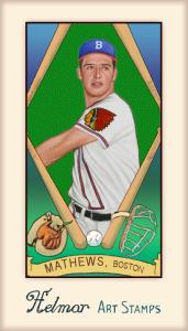 Picture, Helmar Brewing, Helmar Stamps Card # 562, Eddie MATHEWS, , Boston Braves