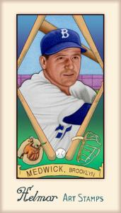 Picture, Helmar Brewing, Helmar Stamps Card # 579, Joe MEDWICK (HOF), , Brooklyn Dodgers