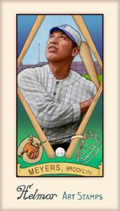 Picture of Helmar Brewing Baseball Card of Chief Meyers, card number 581 from series Helmar Stamps