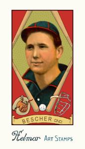 Picture of Helmar Brewing Baseball Card of Bob Bescher, card number 70 from series Helmar Stamps