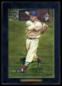 Picture, Helmar Brewing, Helmar T4 Card # 13, Dom DiMaggio, Batting follow through, Boston Red Sox