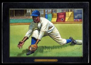 Picture, Helmar Brewing, Helmar T4 Card # 27, Jackie Robinson (HOF), Long stretch, Brooklyn Dodgers