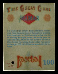 Picture, Helmar Brewing, Helmar This Great Game Card # 100, Rosen, Al, Looking to throw, Cleveland Indians