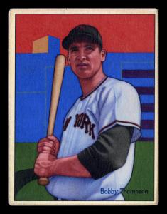 Picture, Helmar Brewing, Helmar This Great Game Card # 104, Thompson, Bobby, Relaxed batting belt up, New York Giants