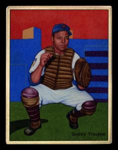 Picture, Helmar Brewing, Helmar This Great Game Card # 105, Quincy Trouppe, Gear; catching crouch, Cleveland Indians