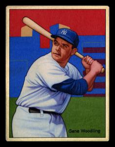 Picture, Helmar Brewing, Helmar This Great Game Card # 107, Woodling, Gene, Side view batting; building, New York Yankees