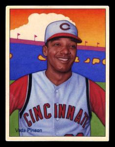 Picture of Helmar Brewing Baseball Card of Vada Pinson, card number 109 from series Helmar This Great Game