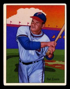 Picture of Helmar Brewing Baseball Card of Del Ennis, card number 112 from series Helmar This Great Game