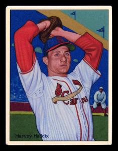 Picture of Helmar Brewing Baseball Card of Harvey Haddix, card number 113 from series Helmar This Great Game