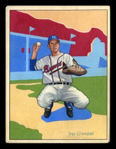 Picture, Helmar Brewing, Helmar This Great Game Card # 11, Del Crandall, Crouching, about to throw, Milwaukee Braves
