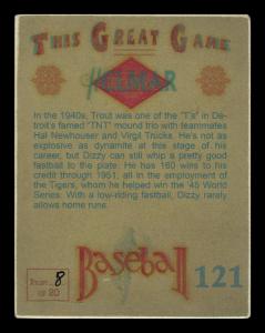 Picture, Helmar Brewing, Helmar This Great Game Card # 121, Dizzy Trout, Purple sky, Detroit Tigers