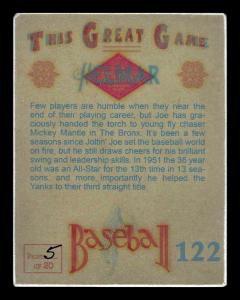 Picture, Helmar Brewing, Helmar This Great Game Card # 122, Joe DiMAGGIO, End of swing, New York Yankees