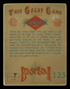 Picture, Helmar Brewing, Helmar This Great Game Card # 123, Vic Raschi, Orange sky, New York Yankees