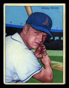 Picture of Helmar Brewing Baseball Card of Whitey HERZOG, card number 134 from series Helmar This Great Game