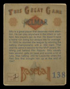 Picture, Helmar Brewing, Helmar This Great Game Card # 138, Billy Goodman, Head/shoulders smiling, Boston Red Sox